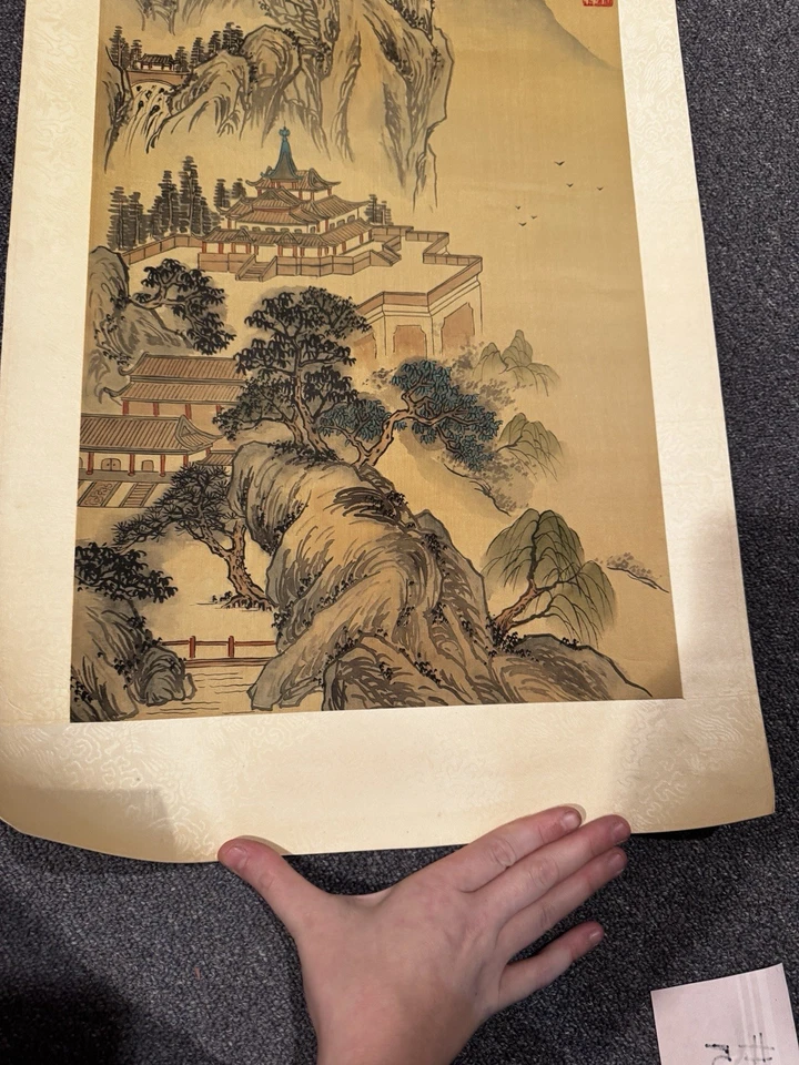 Póster pergamino colgante E4 pintura japonesa cuadro antiguo árboles montañas Foto 2 de 4