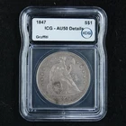 1847 Seated Liberty Silver Dollar  $1 AU
