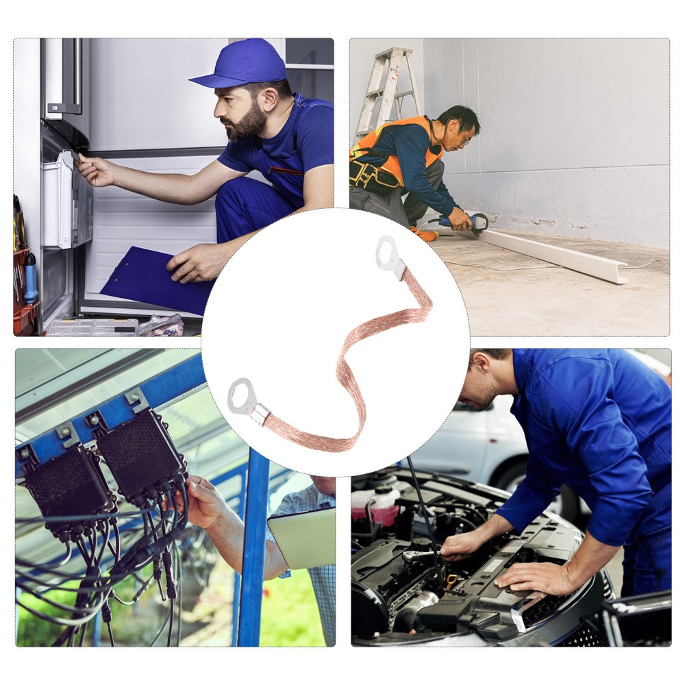 100 Pcs Bonding Wire Ground Grounding Copper Braided Belt Strap Cable