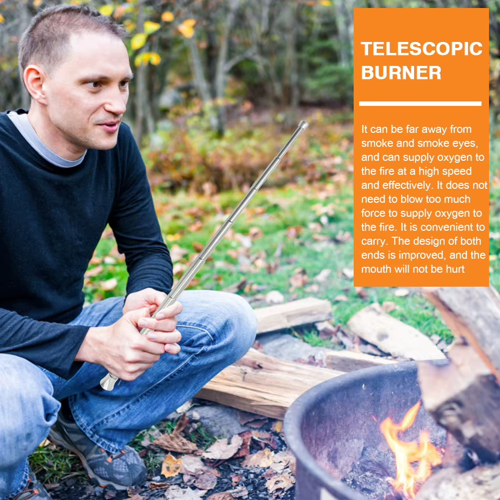 Outdoor Cooking Blow Fire Tube Portable Camping Fire Pipe Survival Tools Portabl