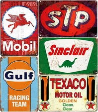 5 Pack Vintage Metal Tin Signs Retro Garage Wall Decor Old Car Gas Station