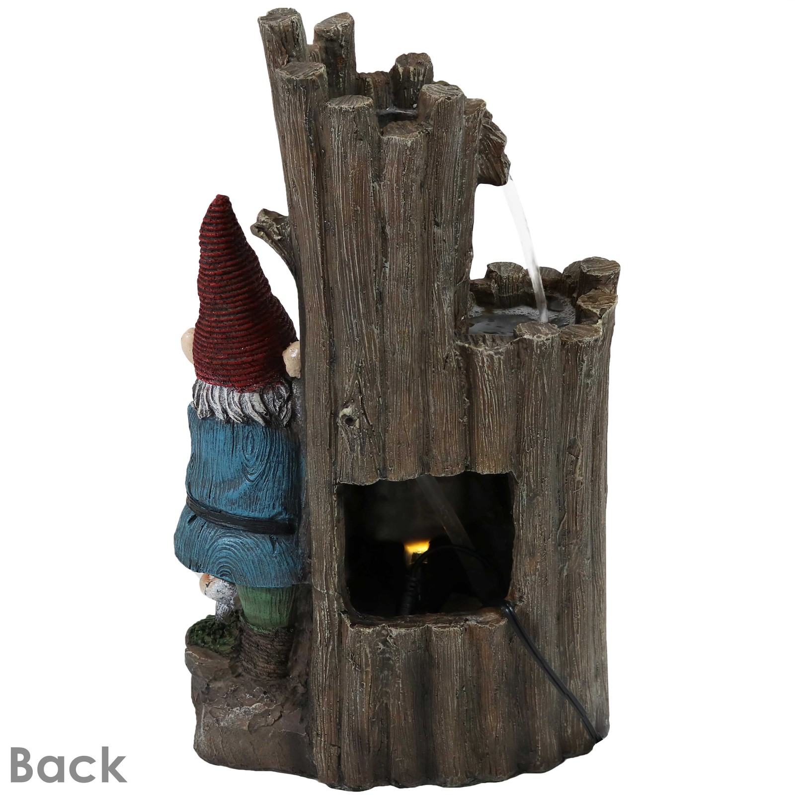 Resting Gnome Outdoor Water Fountain with LED Lights - 17 in by Sunnydaze