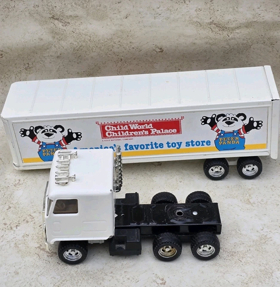 1990 Ertl Child World Children's Palace Semi Truck Trailer Chevy Titan Steel Toy - Image 2 of 4
