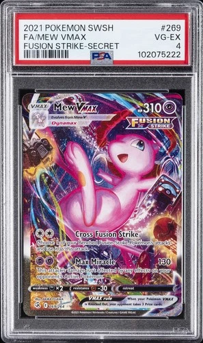2021 POKEMON SWORD & SHIELD FUSION STRIKE SECRET #269 FULL ART/MEW VMAX PSA 4