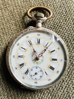 Antike Taschenuhr alpenländisch Silber Ankerhemmung 50 mm ca. 1890