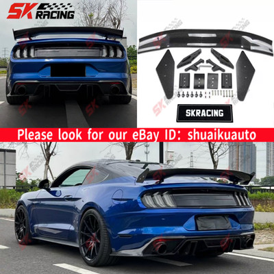 Carbon Fiber/Unpainted FRP Rear Trunk Spoiler Wing Fits Ford Mustang Coupe 15-23