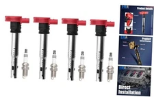 Ignition Coil Pack and Platinum Spark Plugs Compatible with Audi A4 A6 A7