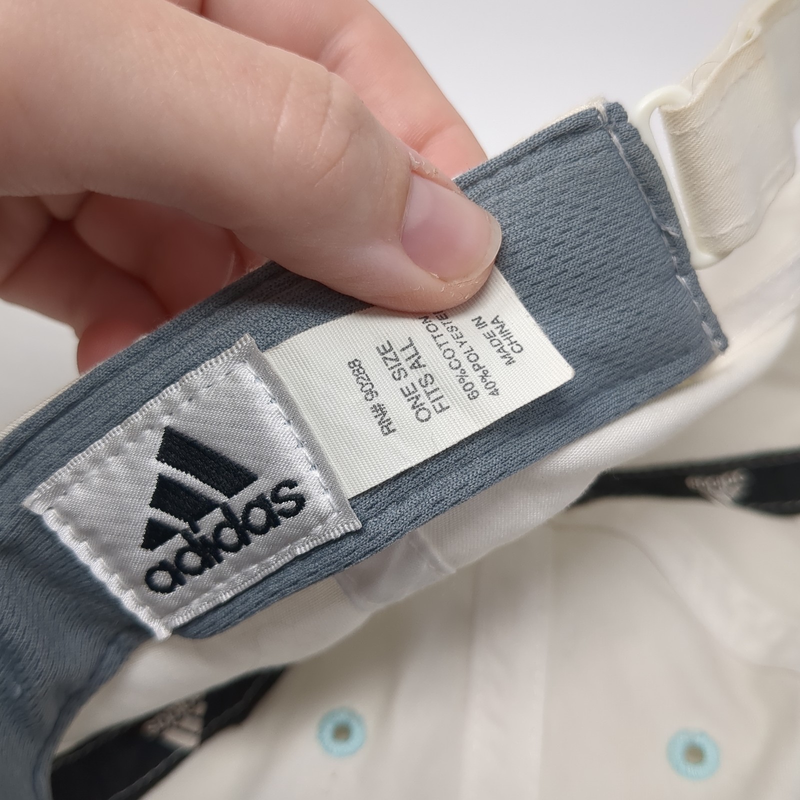 Adidas Strapback Hat Solid White One Size 3 Strip… - image 9