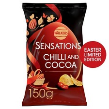 TWO PACKS of Walkers Sensations Chilli and Cocoa Crisps Sharing Pack Snacks 150g