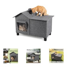 Luxury Outdoor Cat House - Weatherproof Elevated Bed with Interactive Window