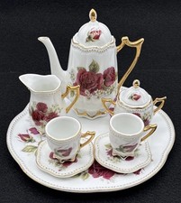 Miniature, Tea Set, Rose, Pattern, Bone China, 10 Piece Set, China, Mini Tea Set