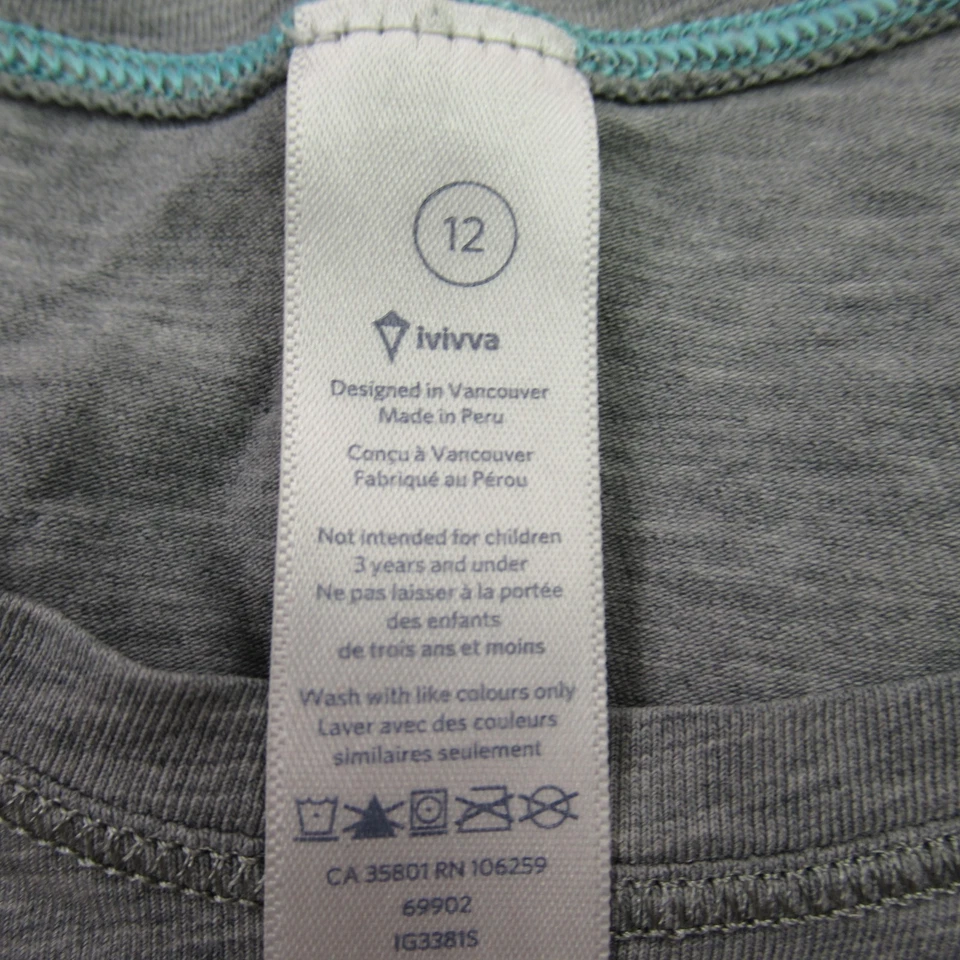 Camisa Ivivva Niñas 12 Manga Corta Cuello Redondo Gris Informal Ligera Foto 4 de 4