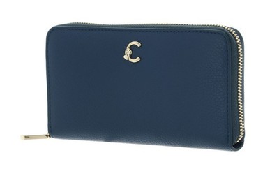 COCCINELLE C-Me Wallet Grained Leather Geldbörse Deep Blue blau Neu