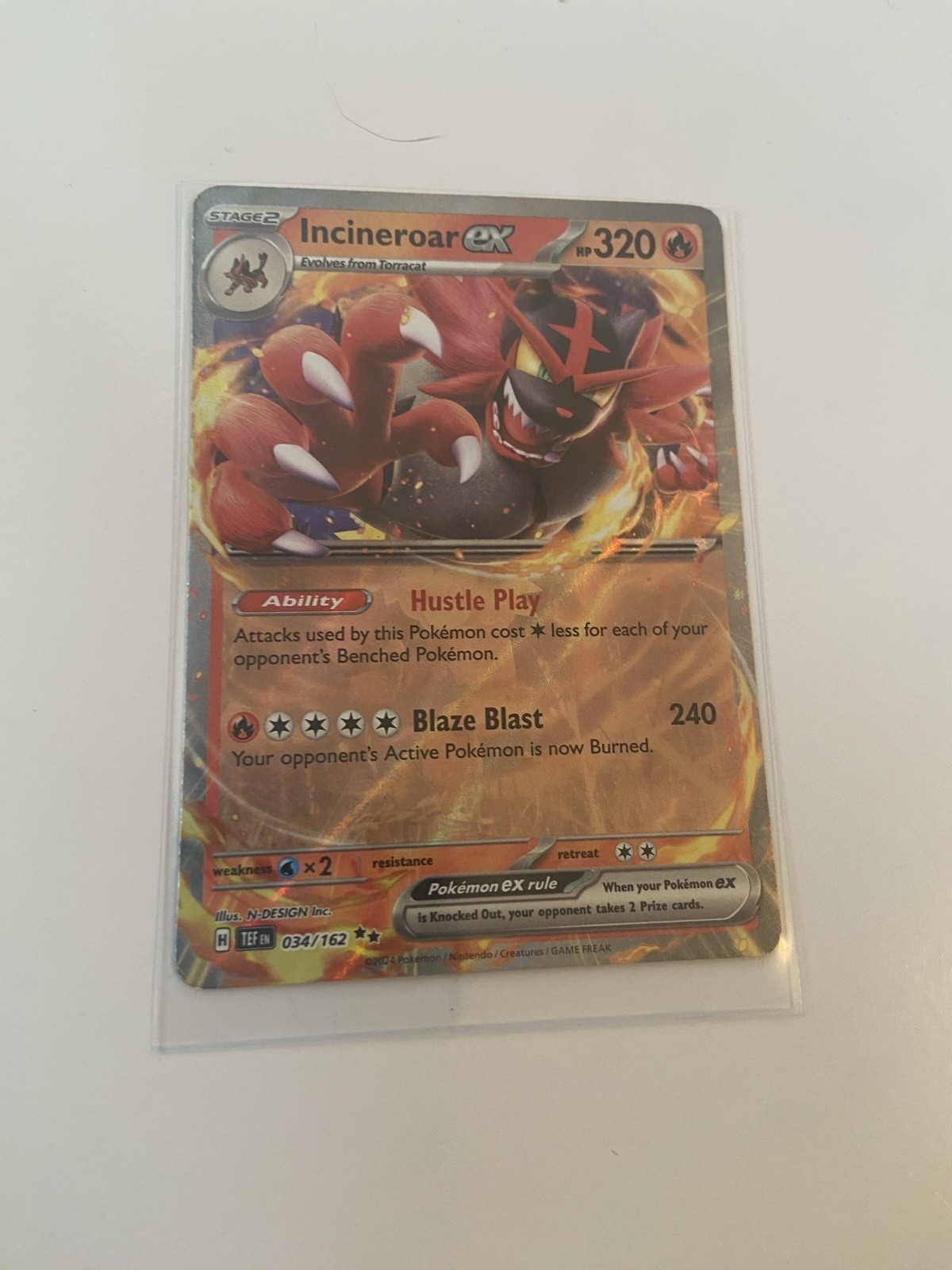 Pokémon Incineroar EX TCG 034/162SV05: Temporal Forces Double Rare NM Condition