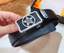 Chrome Hearts Black Leather Belt With Star Luxury Belt BUCKLE LUXURY