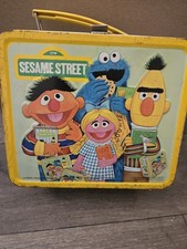 Vintage 1979 Sesame Street Metal Lunch Box With Thermos By Aladdin Made in USA