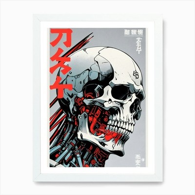 Roboter Schädel 1 Kunstdruck gerahmt Wandbild Poster Leinwanddruck Bild