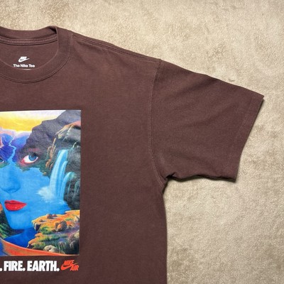 Nike Air T Shirt Mens M Brown Jim Warren Art Water Fire Earth 
