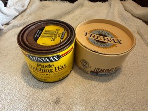 2 Cans Over 1/2 Full Vintage Trewax Clear Paste Wax & Minwax Paste Finishing Wax