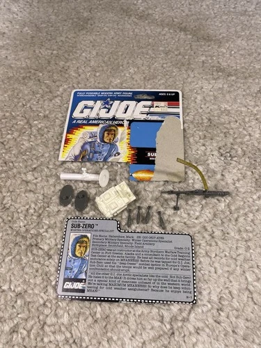 Vintage Sub-Zero Complete Accessories G.I. Joe 1990 Hasbro Cards No Figure