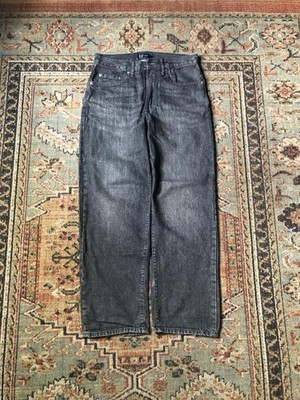 GAP Men s Black Charcoal Wash Denim Baggy S Jeans 5-Pocket Logo y2k streetwear 