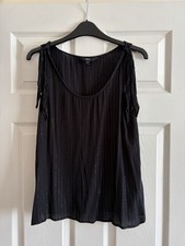 Next Black & Gold Camisole Sleeveless Vest Top Size 14 Tassel Sleeve Knot Detail