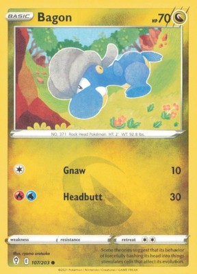 BAGON 107/203 COMMON EVOLVING SKIES POKEMON NEAR MINT