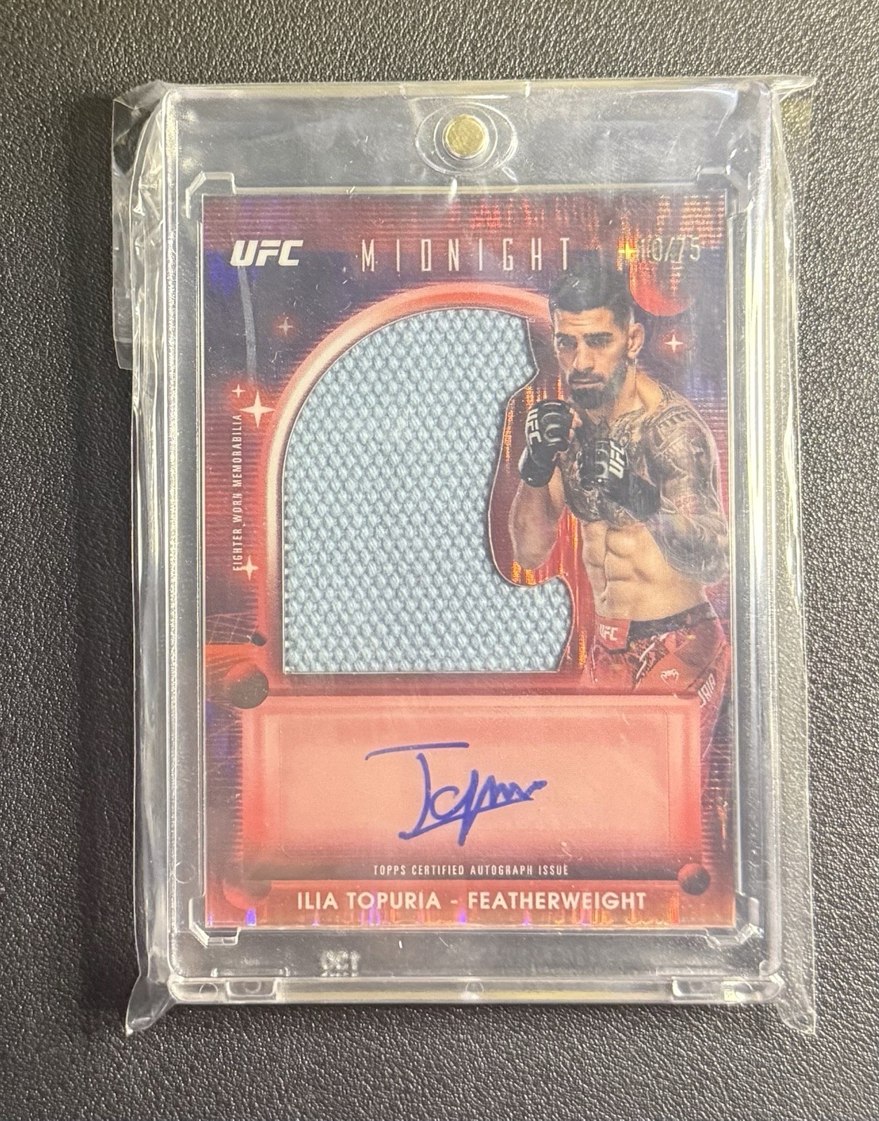 Ilia Topuria RELIC AUTOGRAPH DUSK #10/75! 2025 Topps Midnight UFC #VRA-IT 🌹