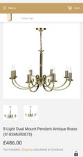 Image of 8 Light Dual Mount Pendant Antique Brass light fitting
