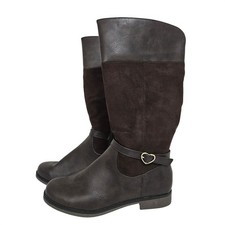 NWT The Children's Place Faux Suede Boots Girls 5 Brown Zipper Heart Buckle