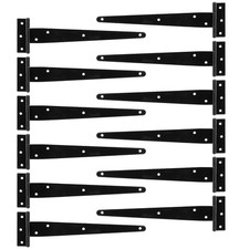 12 Pack 10 Inch T Strap Door Hinges, Heavy Duty Barn Gate Shed Black Hardware
