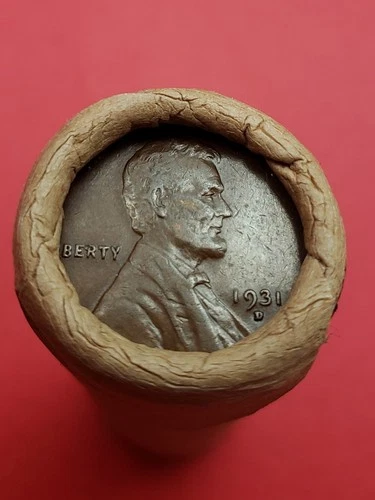 1912-D LINCOLN WHEAT CENT AU 1931D LINCOLN WHEAT PENNY COIN ROLL ENDS BANKROLLED
