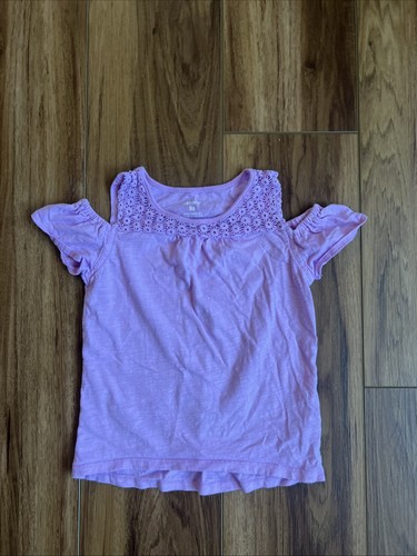 Carters Girls Cold Shoulder Cut Out Purple Lavender cotton Top Shirt 5T - Picture 4 of 4