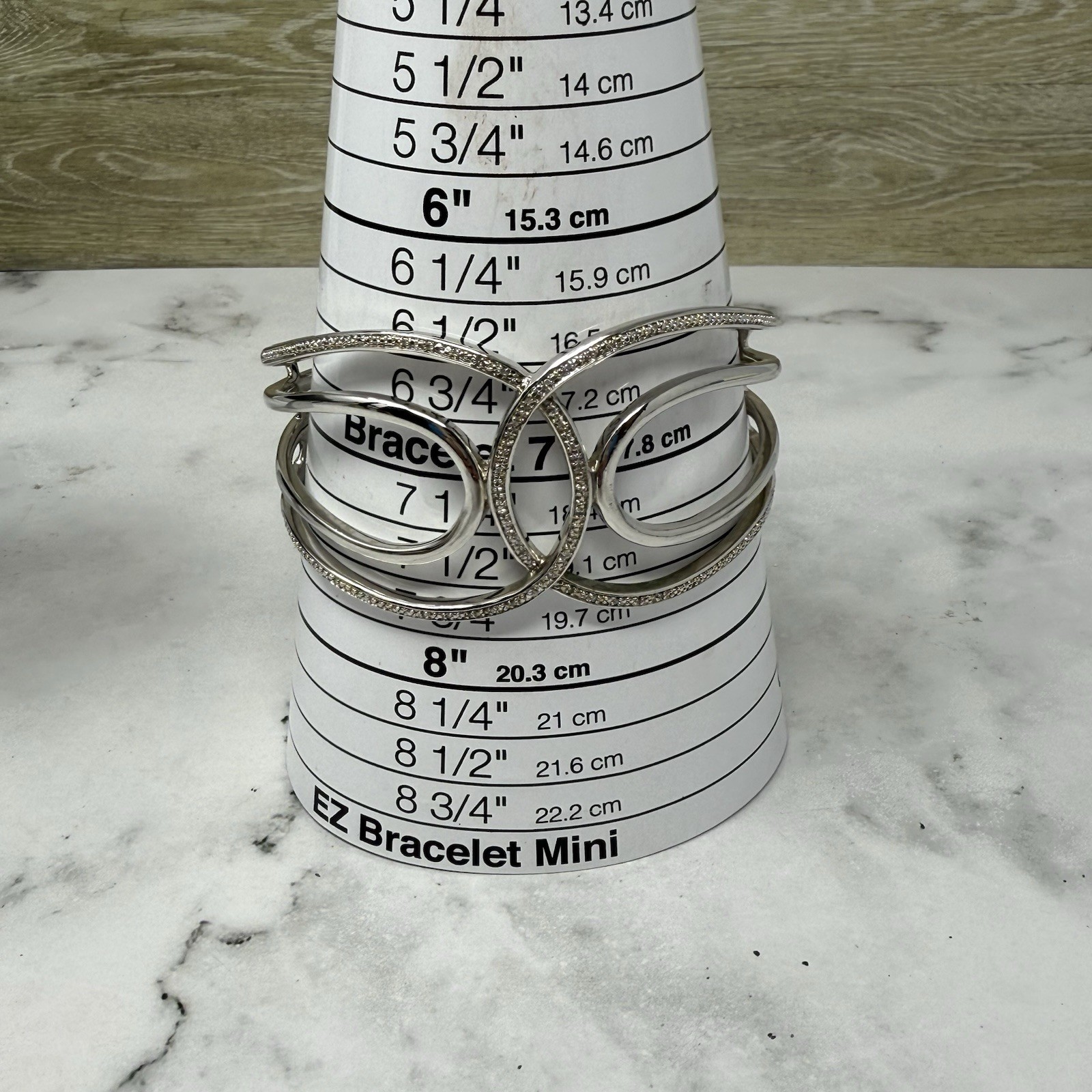 BR Sun Silver Tone Rhinestone Interlocking Cuff B… - image 7