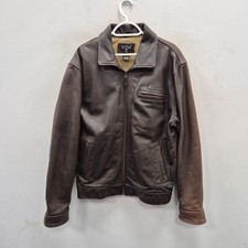 Polo Jeans Co Ralph Lauren Vintage Brown Leather Flight Bomber Jacket Size Large