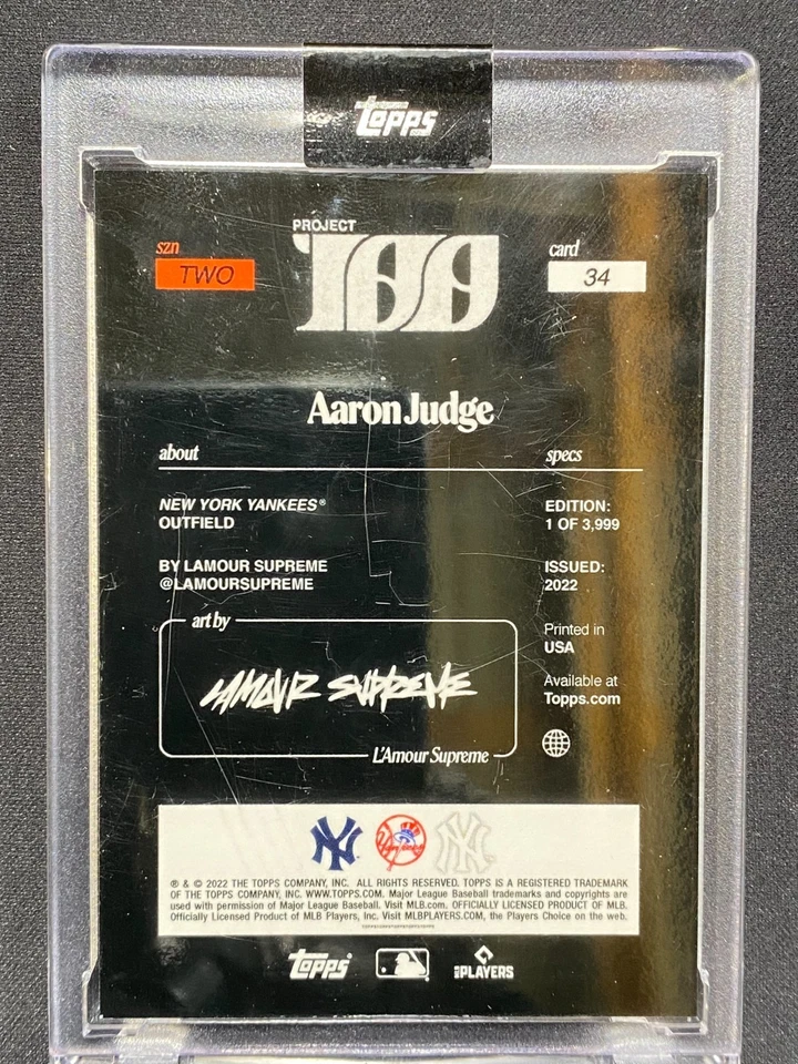 2022 Topps Project 100 Season Two Aaron Judge #34 /3999 - Image 3 of 3