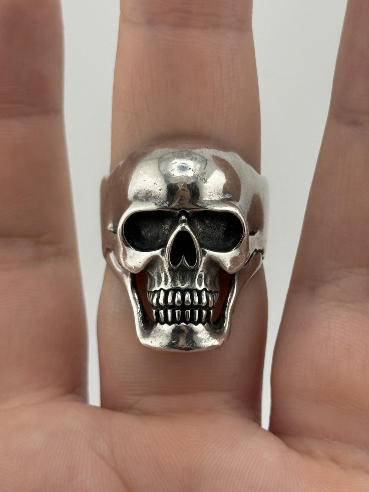 Skull Ring Solid Sterling Silver 925 Ring Heavy B… - image 1