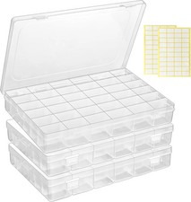 3 Pcs 36 Large Grids Clear Plastic Organizer Box with Adjustable Dividers Craft