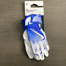 Nike Hyperdiamond Select Batting Gloves Dri-Fit Softball White/Blue Size L
