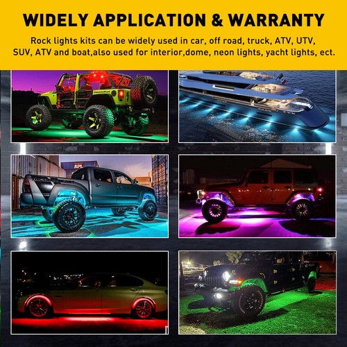 8 Pod RGB LED Rock Light Underglow Lamp Offroad Truck ATV Bluetooth APP Control - Picture 8 of 12