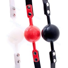 Silicone Open Mouth Gag PU Leather Strap Harness SM Slave Restraint Bondage BDSM