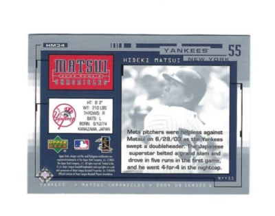 2003 Upper Deck Matsui 2003 Rookie Chronicles #HM34 Hideki Matsui