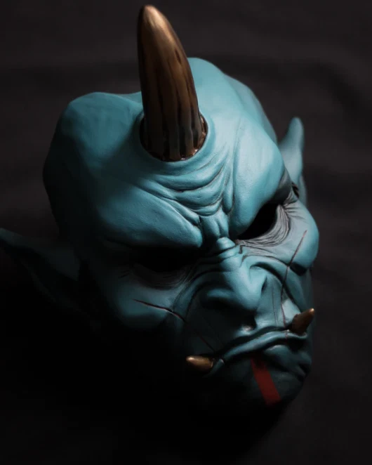 Handcrafted Fūjin Oni Mask - Japanese Wind God | With Wooden Display Stand - Image 4 of 4