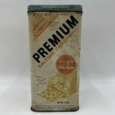 Vintage Nabisco Premium Bilingual Saltine Cracker Tin-Retro (A)