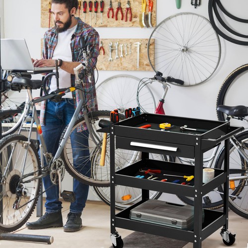 IRONMAX Three Tray Rolling Tool Cart Mechanic Cabinet Storage ToolBox Organizer - Picture 5 of 11