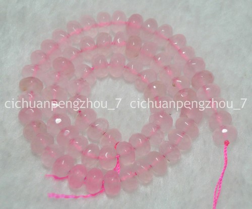 Natural 5x8mm Faceted Pink Rose Quartz Gems Rondelle Loose Beads 15'' Strand - Picture 2 of 3