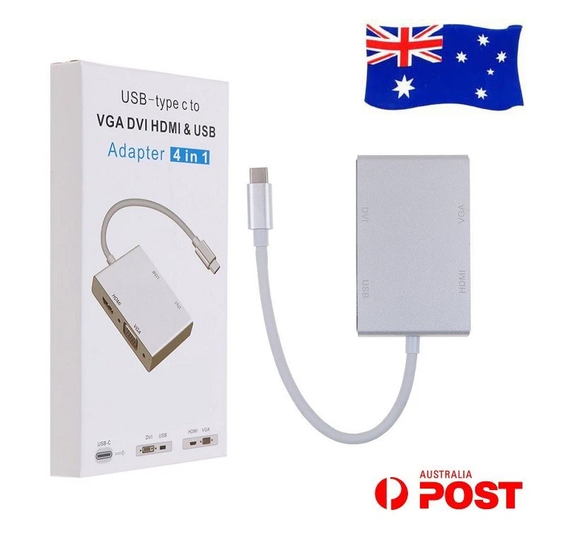 USB Type-C to DVI HDMI VGA USB3.0 Adapter Cable 4K HD For Lenovo Thinkpad T480 - Image 2 of 2