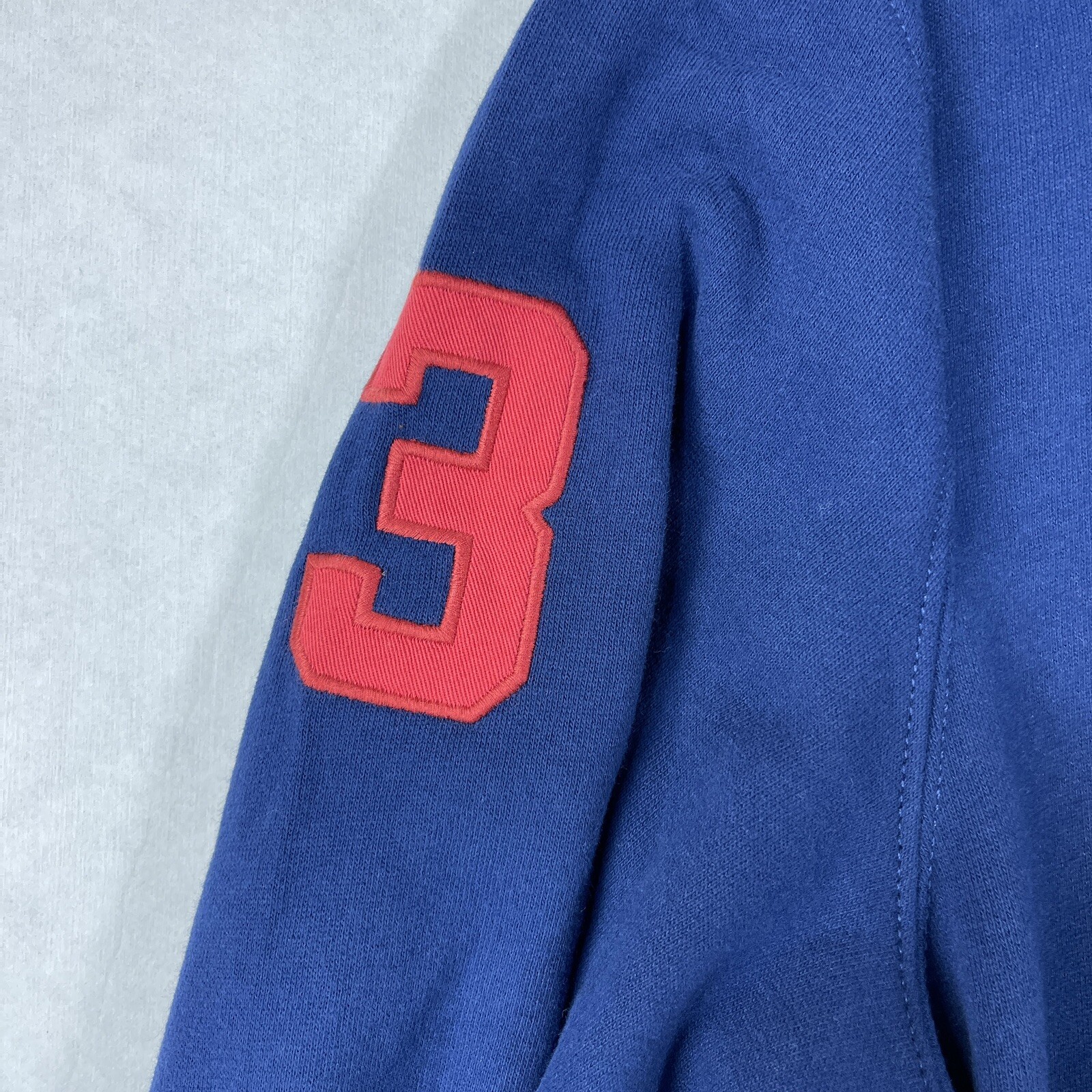 Felpa con cappuccio pullover Polo Ralph Lauren uomo blu grande triplo pony manica lunga 2XLT