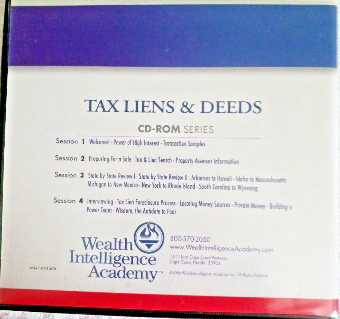 Wealth Intelligence Academy Tax Liens & Deeds CD-ROM Series