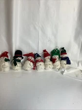 Vintage 3” Stuff Snowman Ornaments All Different Lot Of 8